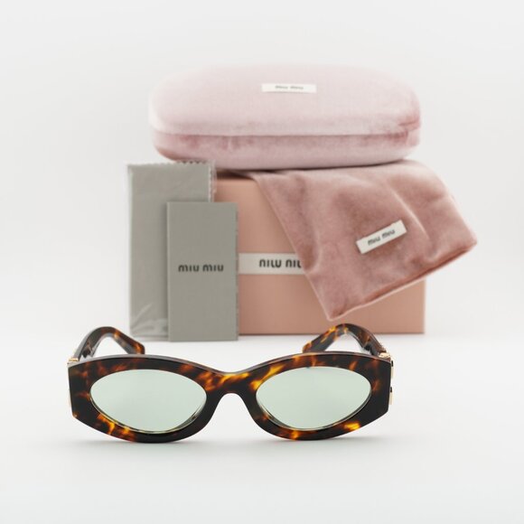 Miu Miu MU11WS 14L50O Oval Sunglasses – Honey Havana/Light Green main image 7